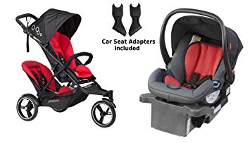 Phil and Teds 2016 Dot V3 Double Stroller in Chili With Bonus Alpha Car Seat