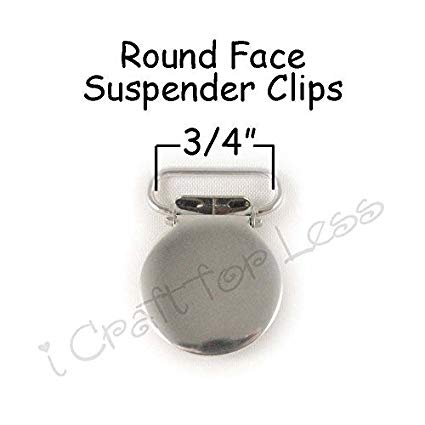 25 Round Face Metal 3/4 Suspender/Pacifier Clips - w/Rectangle Inserts