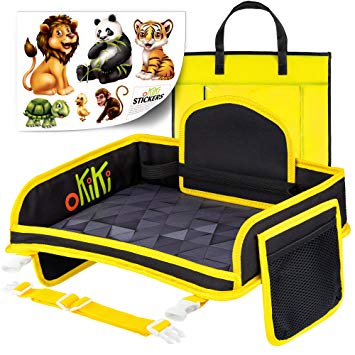 OKIKI Kids Travel Tray Including Carry Bag & 6 Stickers Bundle (Black)