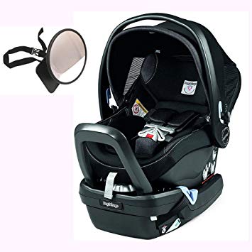 Peg Perego Primo Viaggio Nido Car Seat with Load Leg Base w/ Back Seat Mirror - Onyx