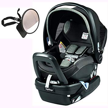 Peg Perego Primo Viaggio Nido Car Seat with Load Leg Base w/ Back Seat Mirror - Atmosphere