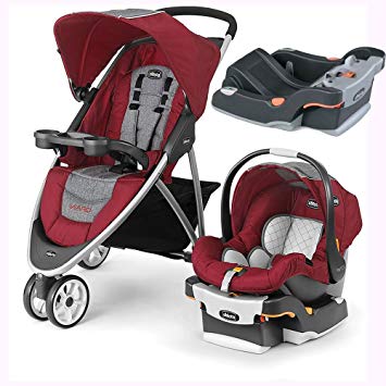 Chicco Viaro Stroller Travel System with Extra Ketyfit 30 Base - Cranberry/Anthracite