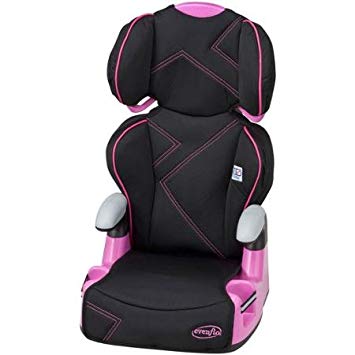 Evenflo Big Kid Amp Booster Car Seat, Pink Angles Positioned at Six Different Heights for a Correct Fit